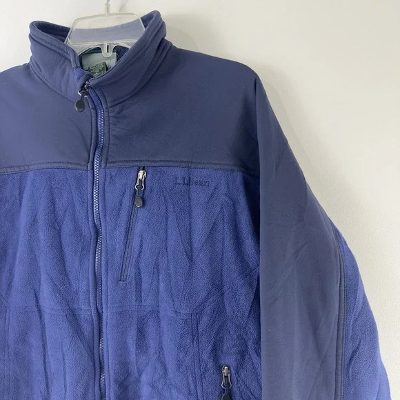 L.L. Bean Men's Full Zip Fleece Jacket Blue Size Large‎ Polyester Nylon Blend - Picture 3 of 9